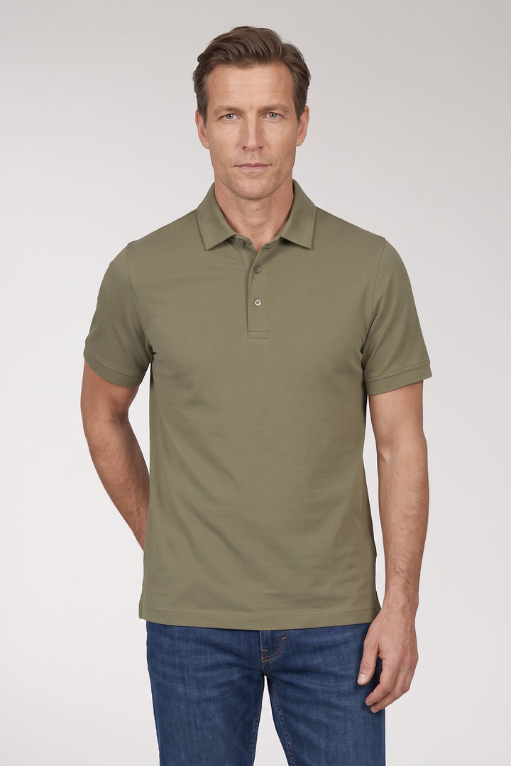 Cotton Blend Polo - Dark Green
