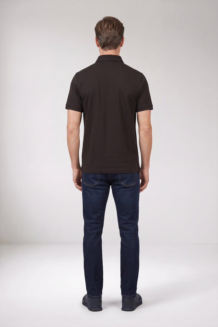 Cotton Blend Polo - Dark Gray
