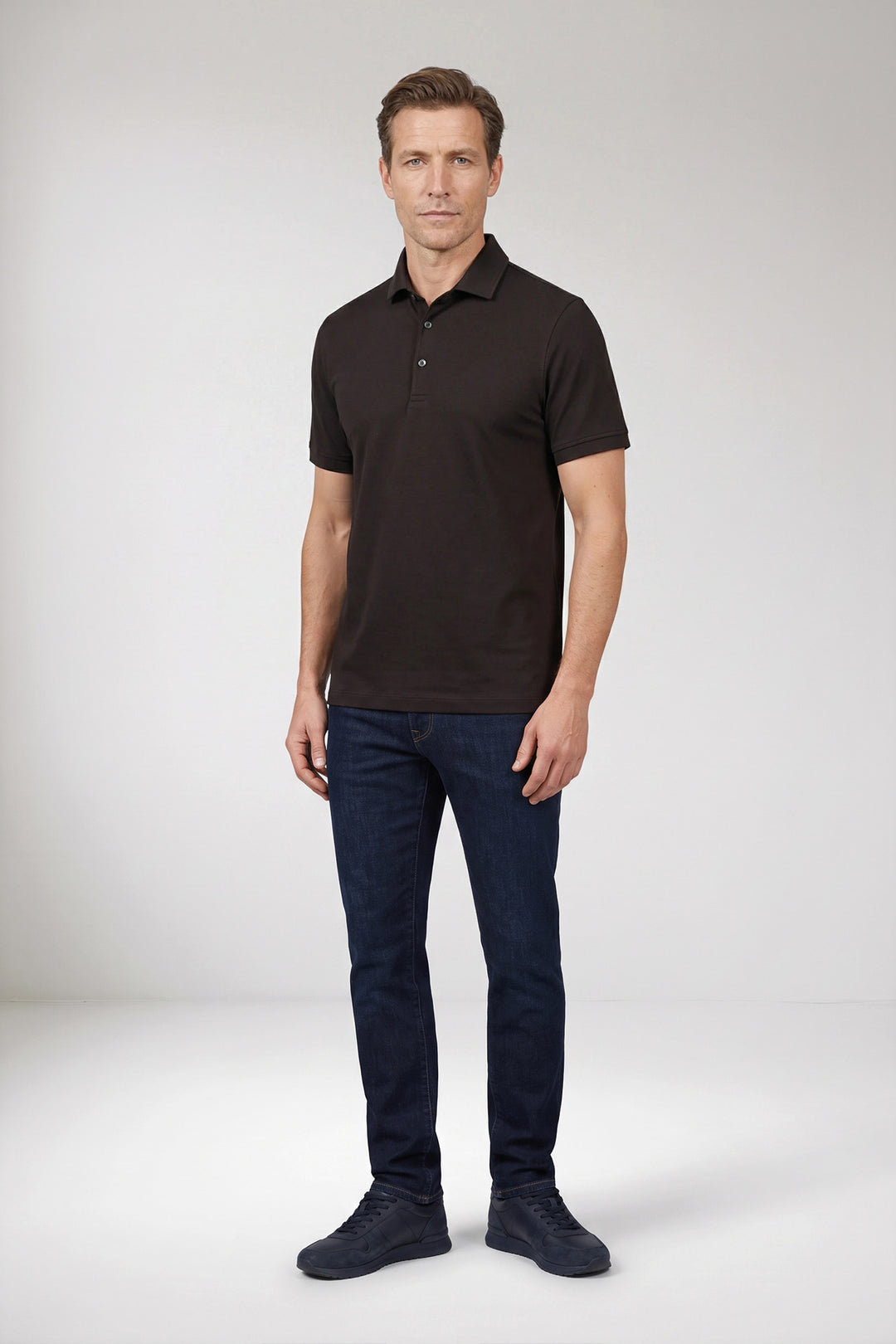 Cotton Blend Polo - Dark Gray