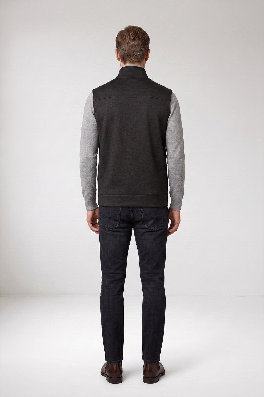 Lightly Padded Flannel Bodywarmer - Dark Grey