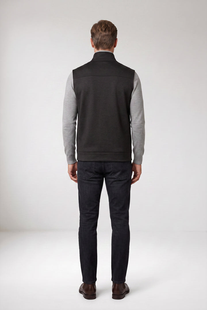 Lightly Padded Flannel Bodywarmer - Dark Grey
