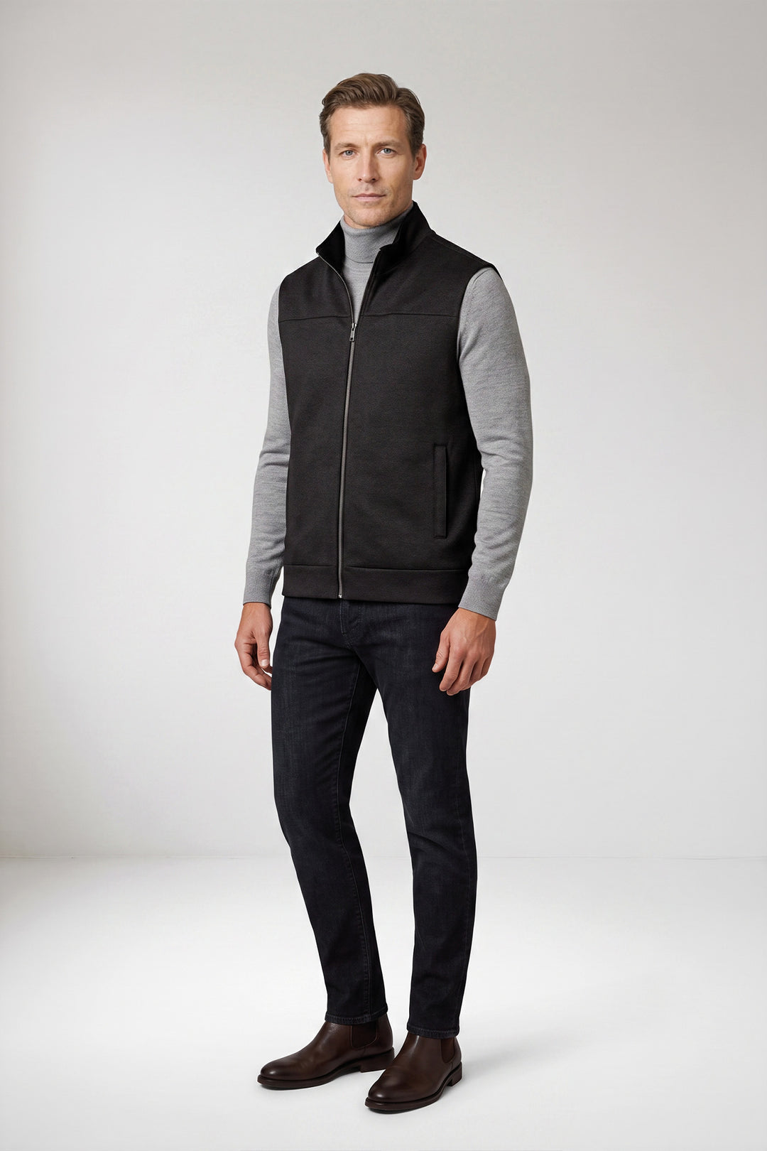 Lightly Padded Flannel Bodywarmer - Dark Grey