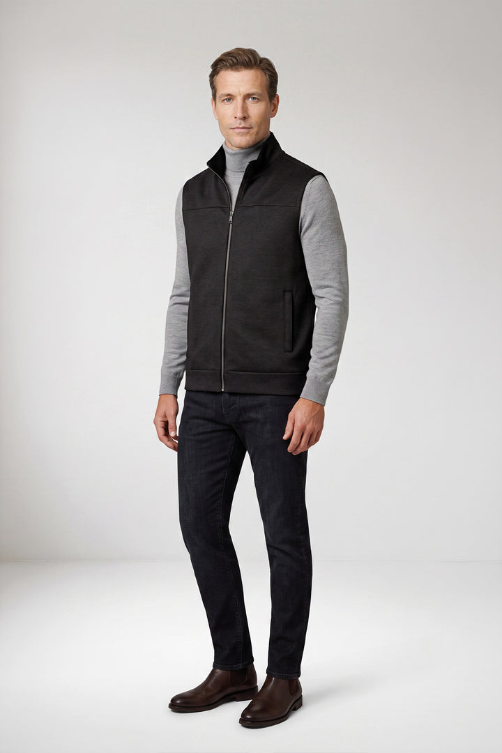 Lightly Padded Flannel Bodywarmer - Dark Grey