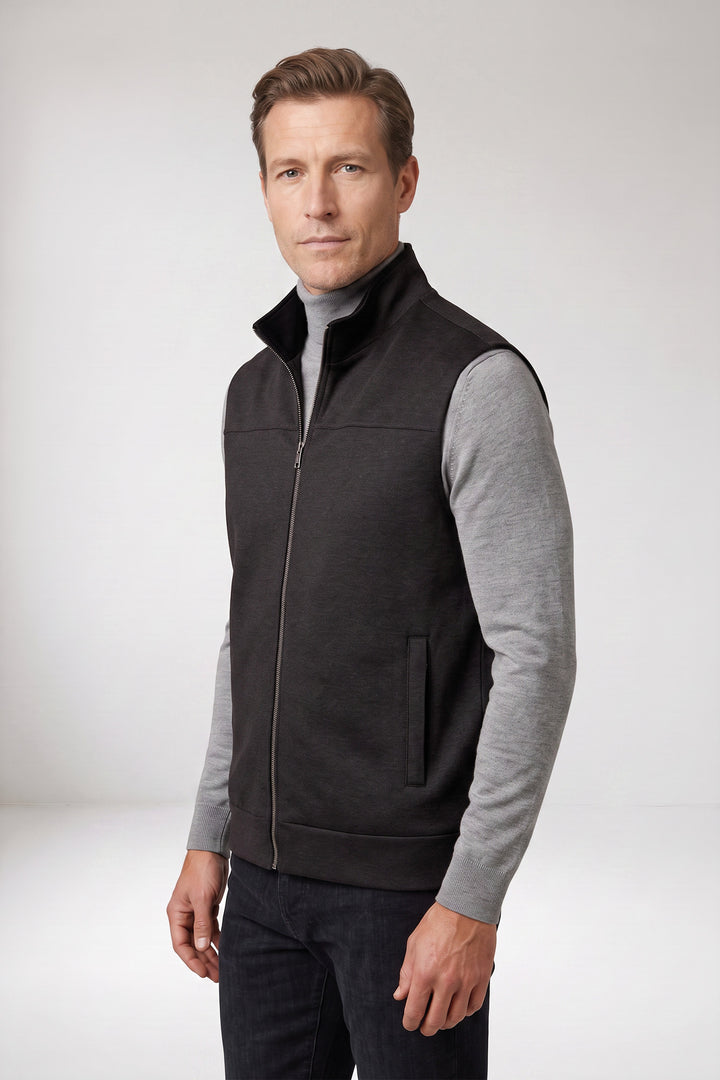 Lightly Padded Flannel Bodywarmer - Dark Grey