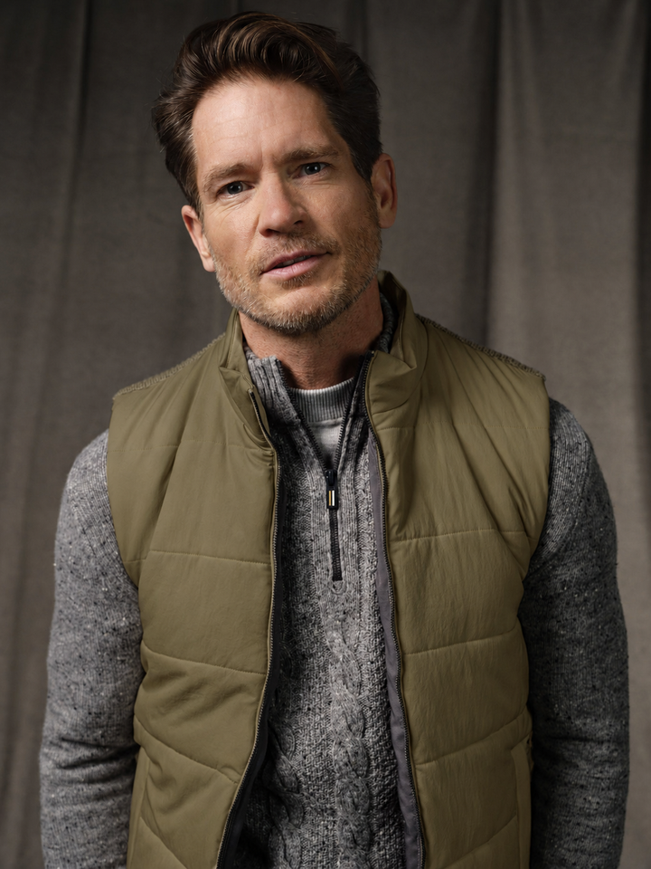 Quilted Bodywarmer with Knitted Back - Green