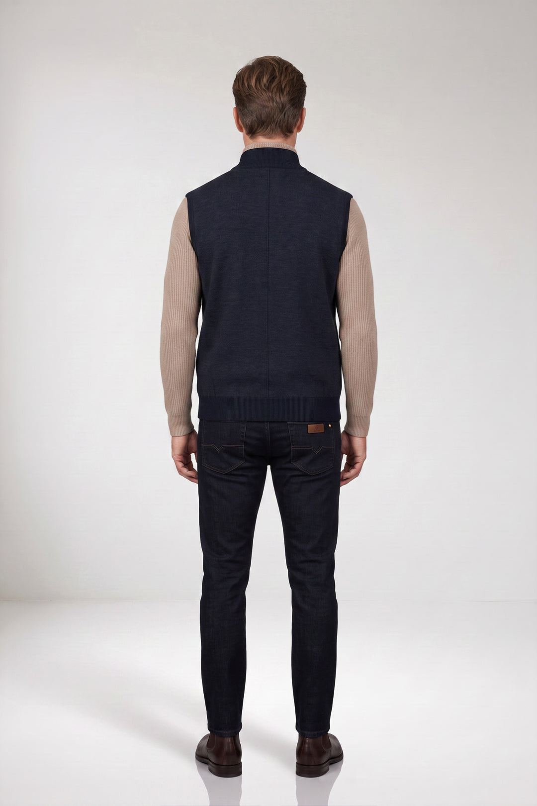Gewatteerde Bodywarmer met Gebreide Rug - Blauw