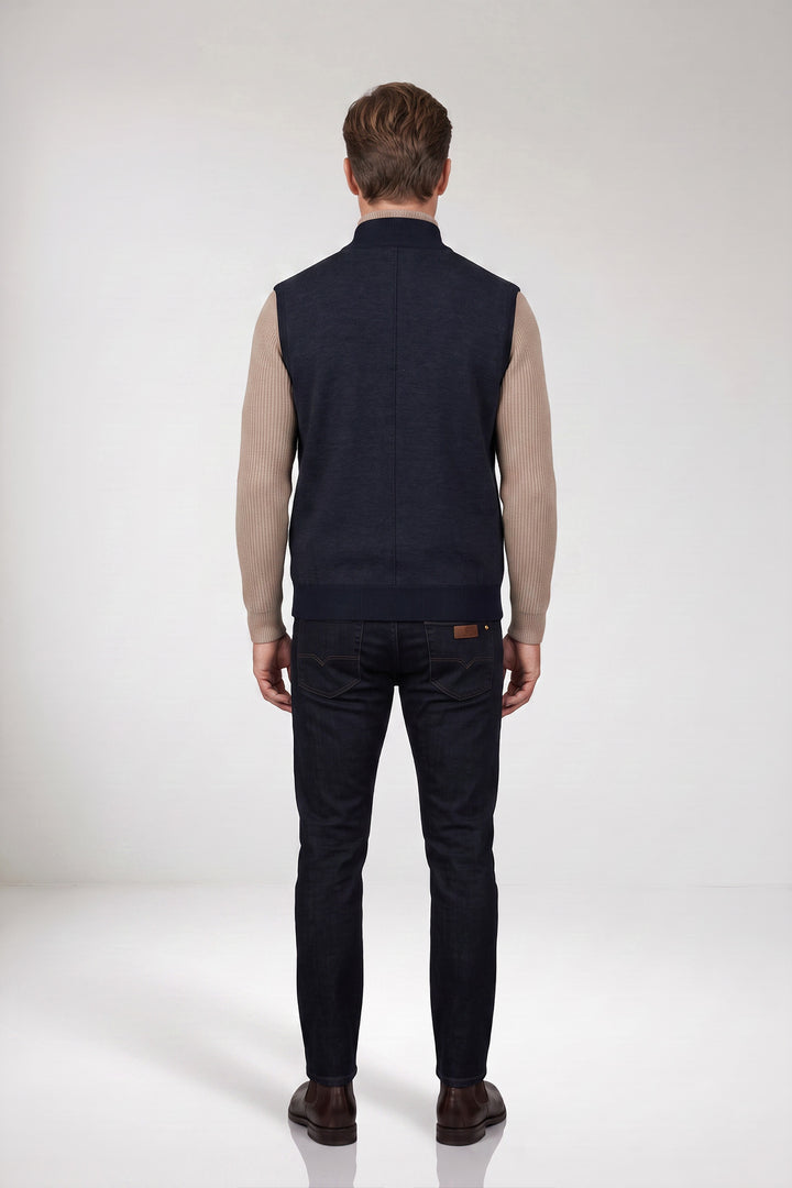 Gewatteerde Bodywarmer met Gebreide Rug - Blauw