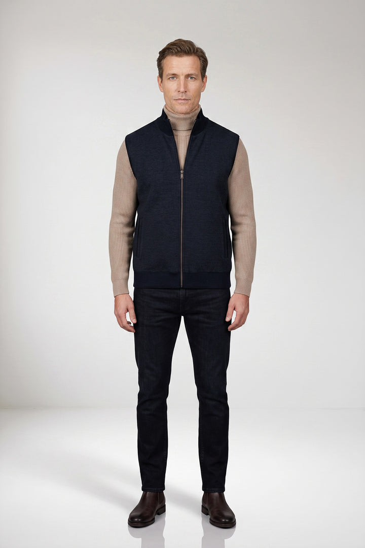 Gewatteerde Bodywarmer met Gebreide Rug - Blauw