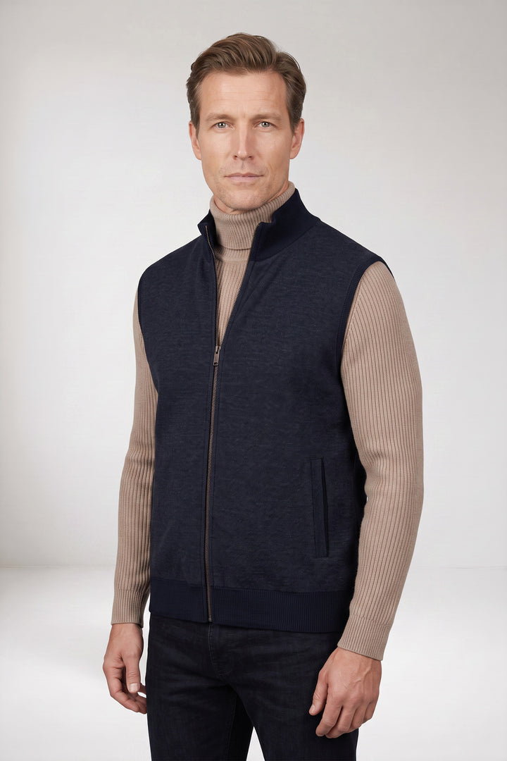 Gewatteerde Bodywarmer met Gebreide Rug - Blauw