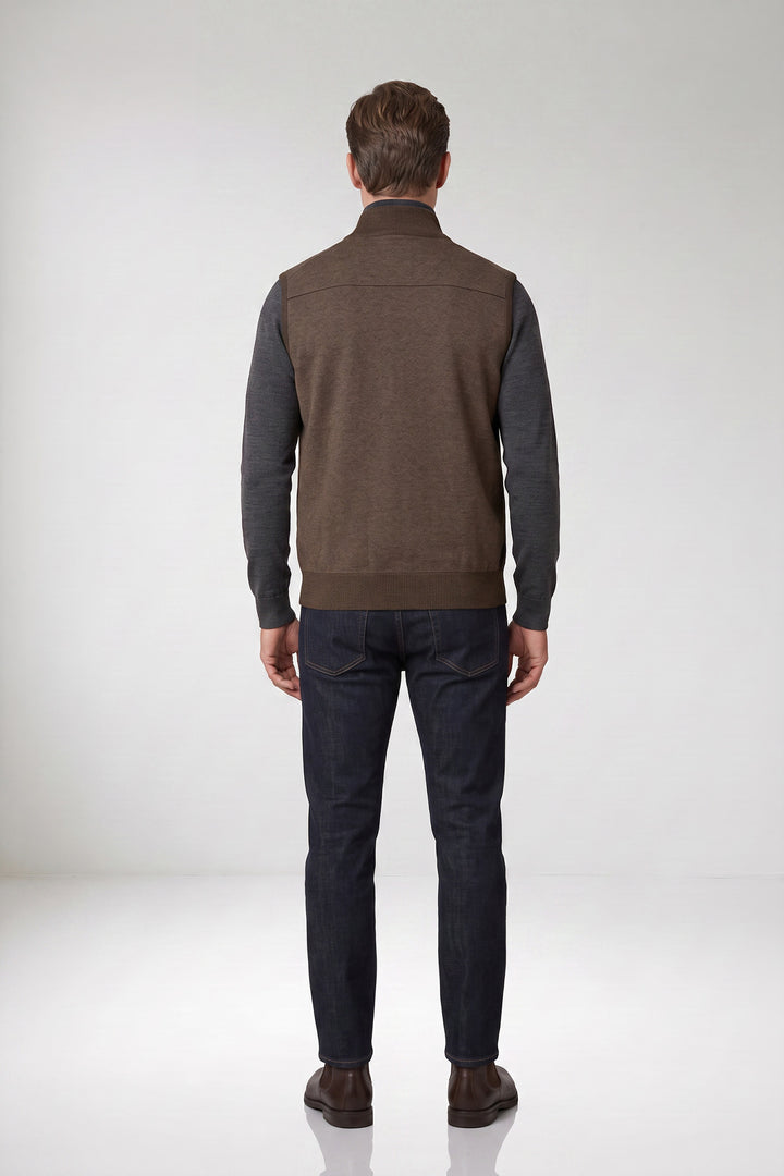 Gewatteerde Bodywarmer met Gebreide Rug - Taupe