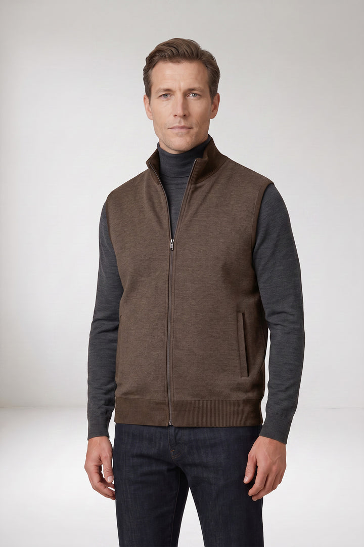 Gewatteerde Bodywarmer met Gebreide Rug - Taupe