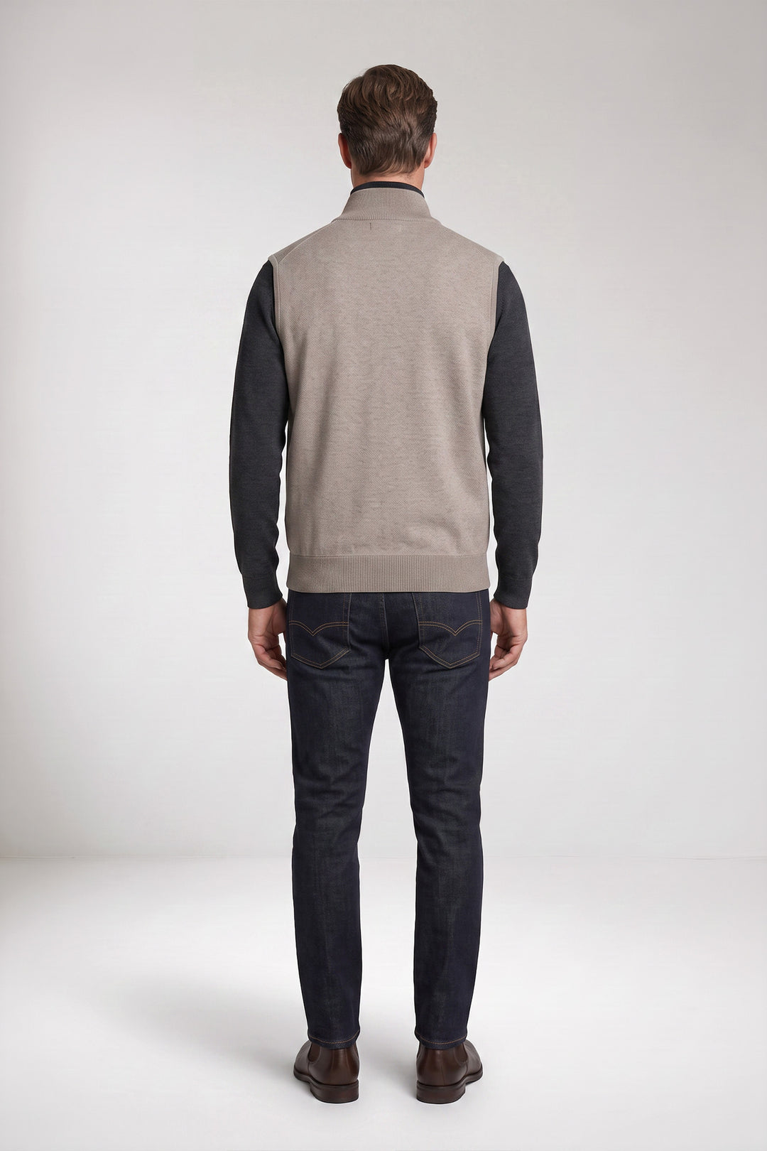 Quilted Bodywarmer with Knitted Back - Grey