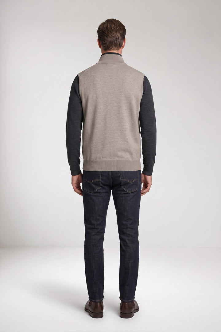 Quilted Bodywarmer with Knitted Back - Grey