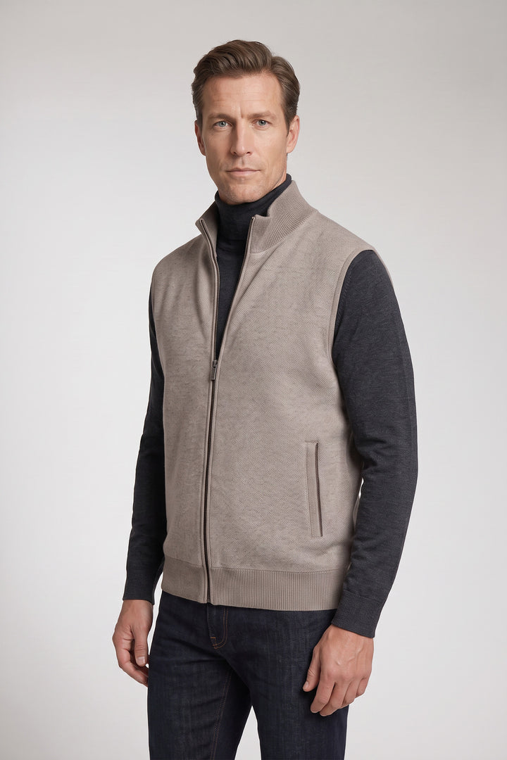 Quilted Bodywarmer with Knitted Back - Grey