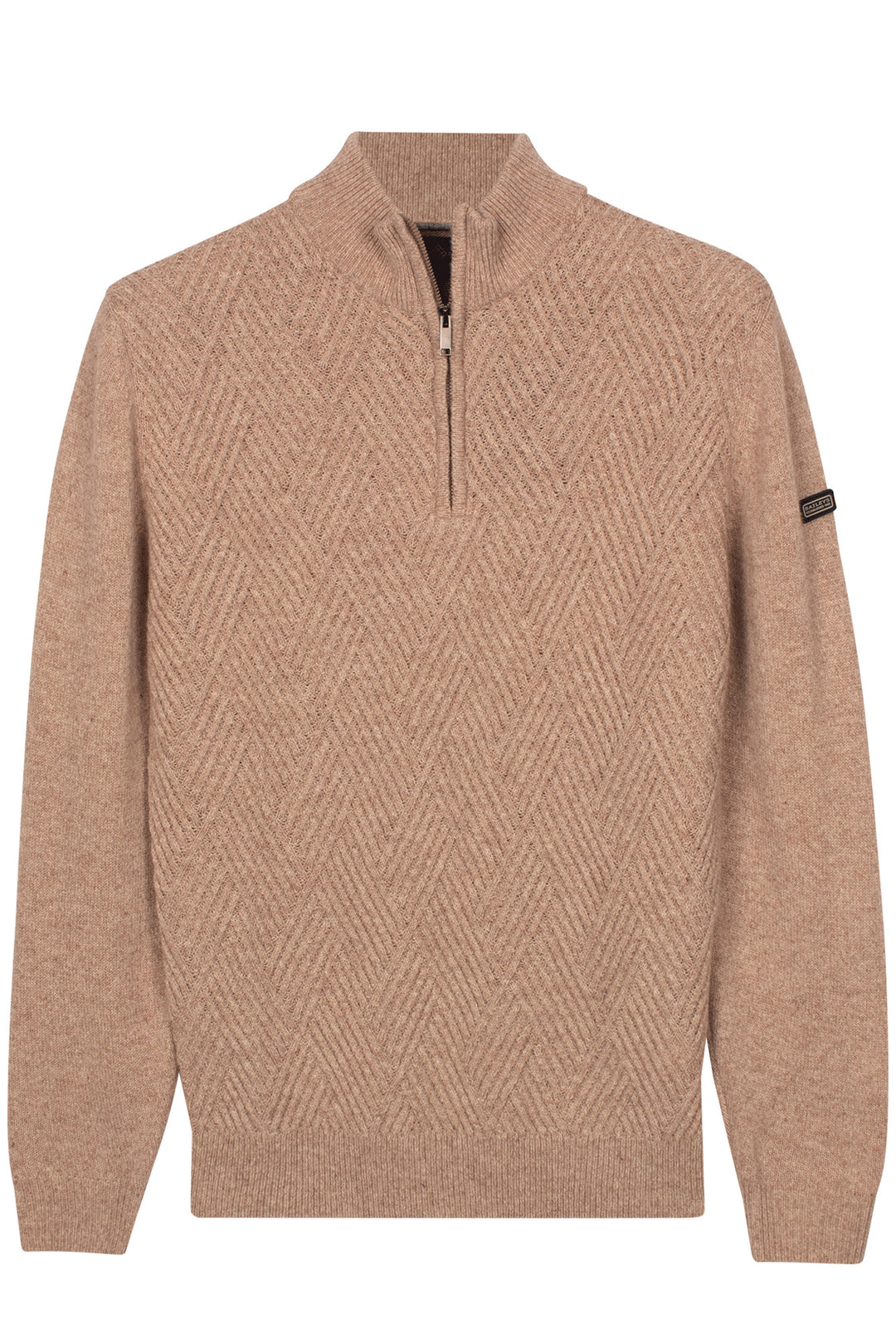 Half Zip Lamswollen Trui - Beige
