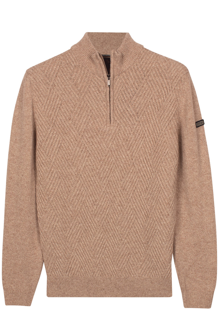 Half Zip Lamswollen Trui - Beige