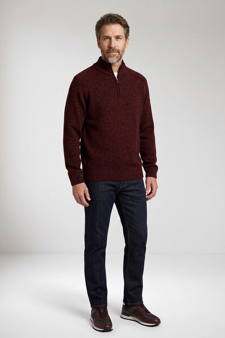 Wolmix Half-Zip Pullover - Bordeaux