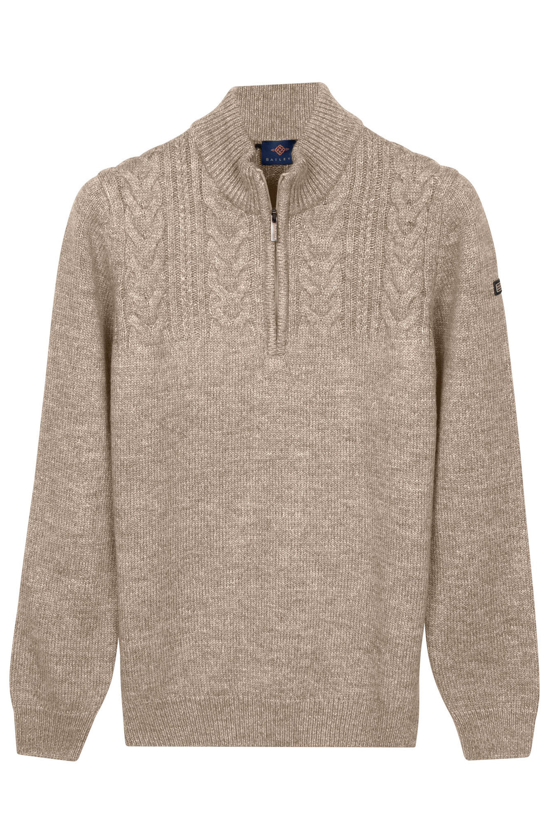 Half Zip Pullover met Kabelstructuur - Beige