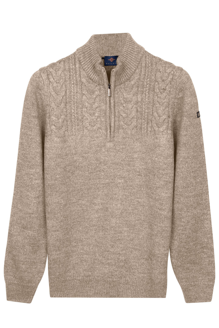 Half Zip Pullover met Kabelstructuur - Beige