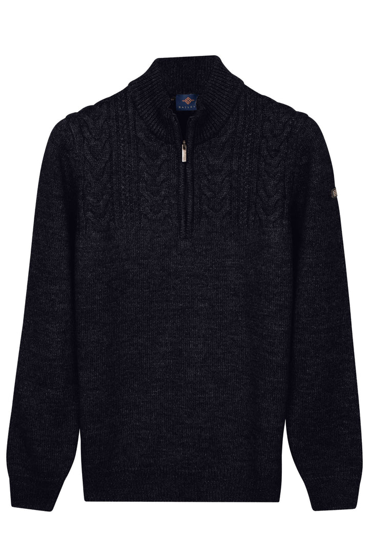 Half Zip Pullover met Kabelstructuur - Navy