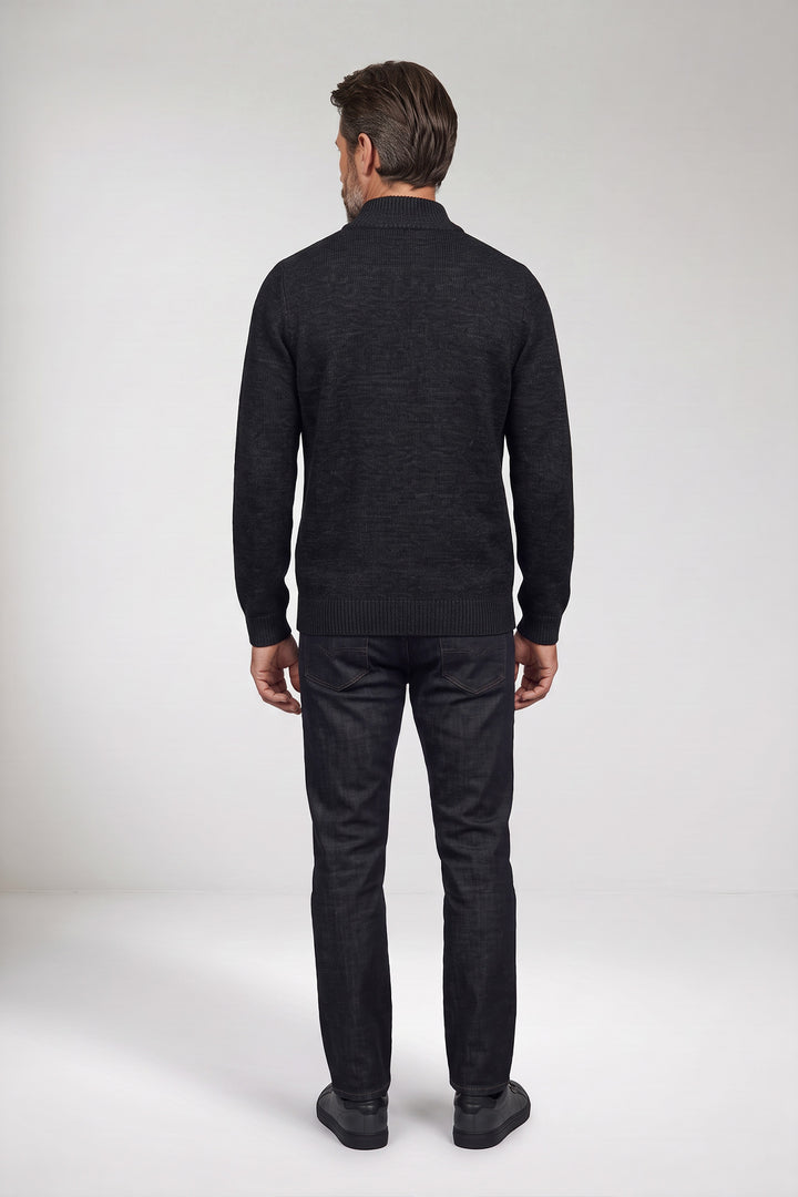Half Zip Pullover met Kabelstructuur - Navy