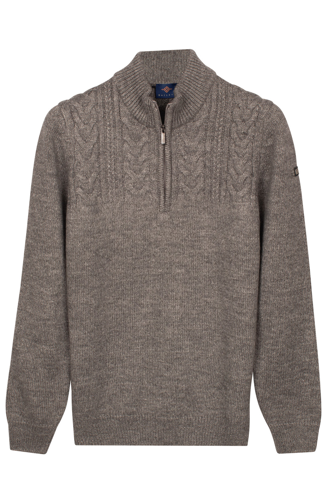 Half Zip Pullover met Kabelstructuur - Lichtgrijs