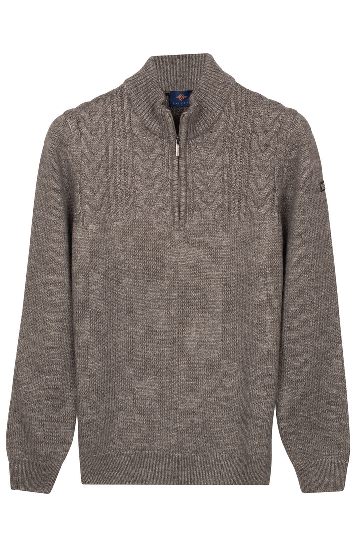 Half Zip Pullover met Kabelstructuur - Lichtgrijs