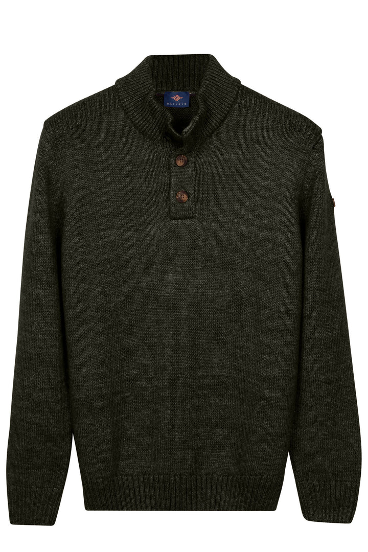 Katoenmix Half-Zip Pullover - Donkergroen