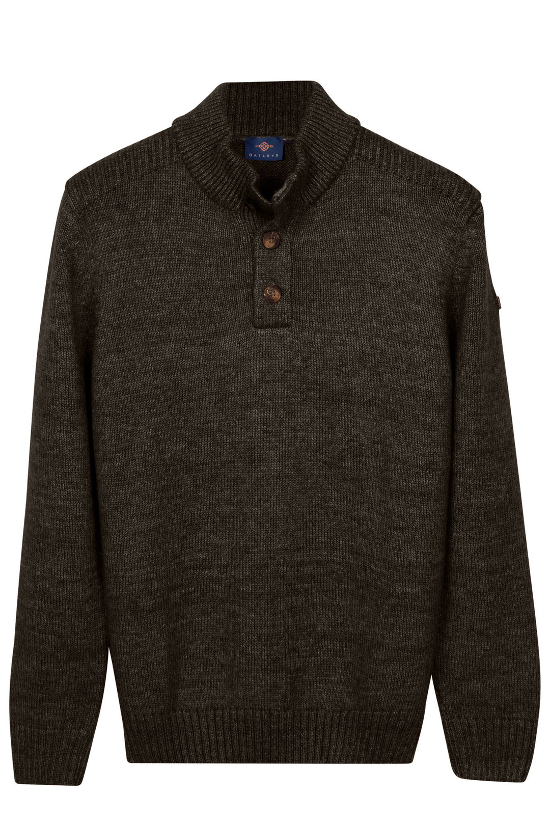 Katoenmix Half-Zip Pullover - Bruin