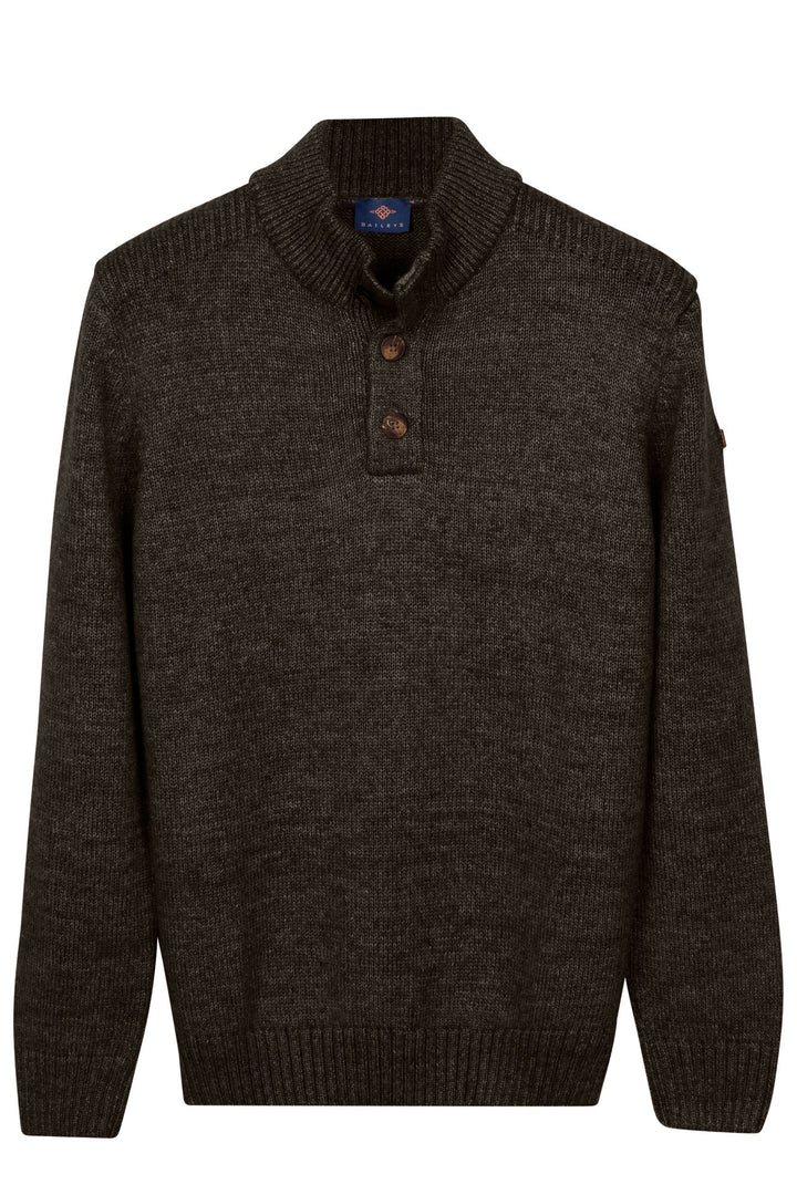 Katoenmix Half-Zip Pullover - Bruin