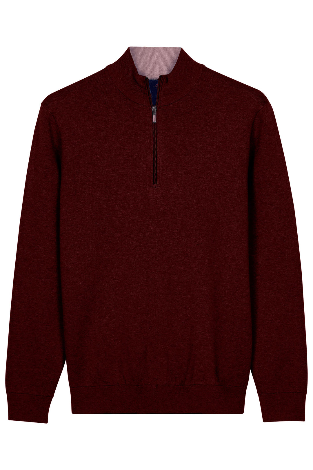 Katoen-Cashmere Half-Zip Pullover - Bordeaux