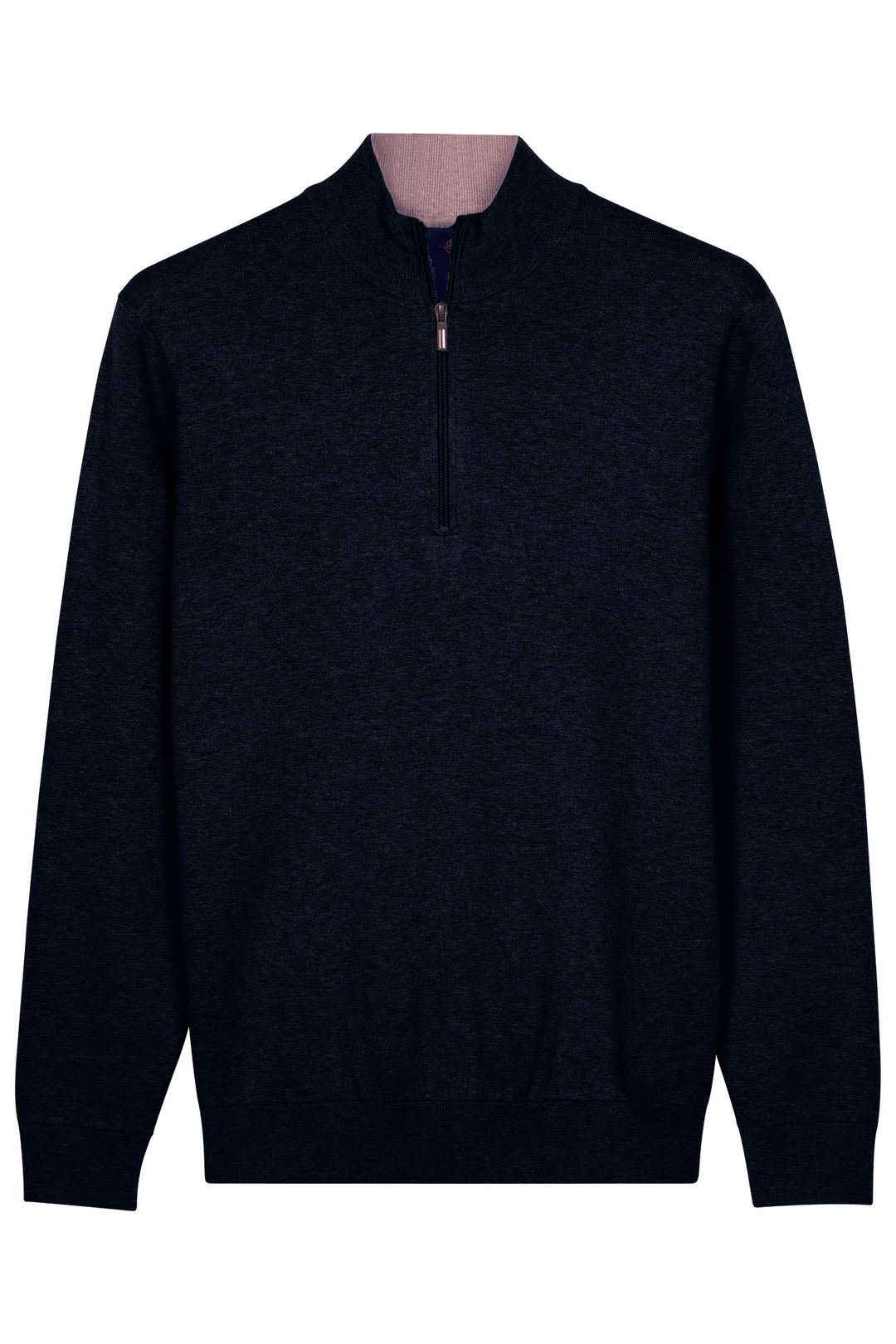Katoen-Cashmere Half-Zip Pullover - Navy