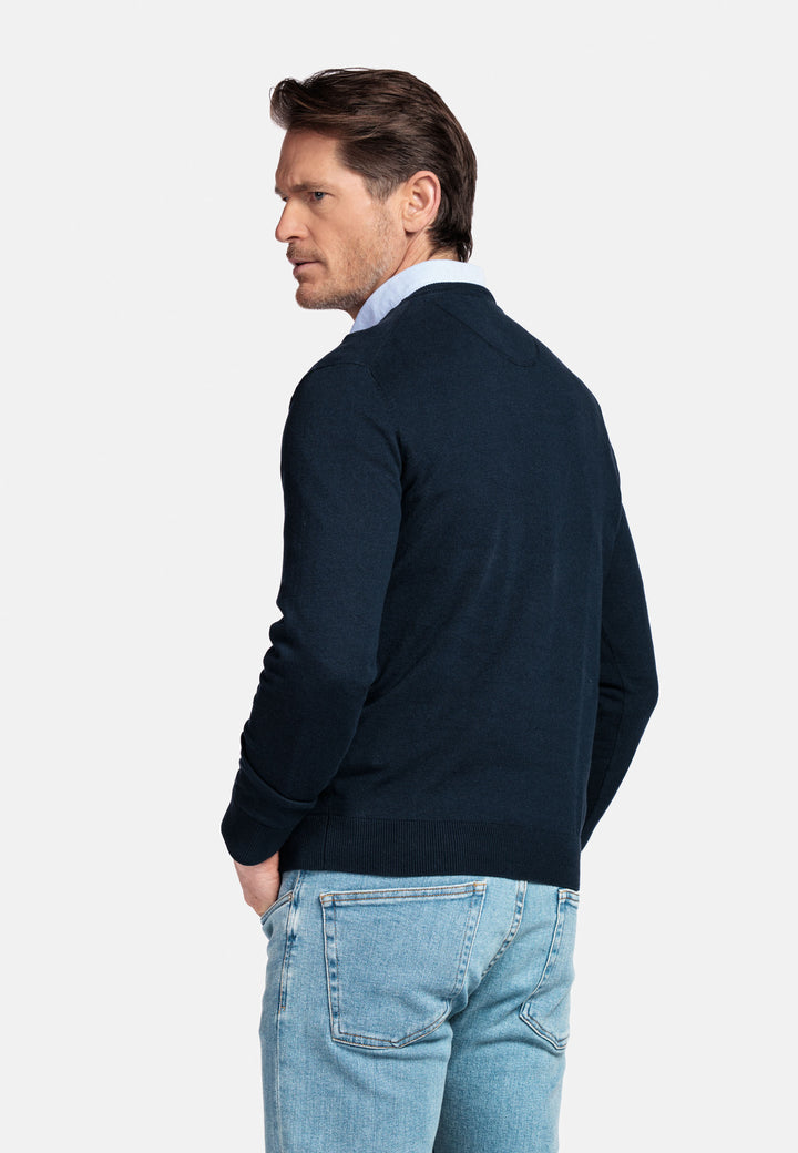 Basic V-neck Pullover - Dark Blue
