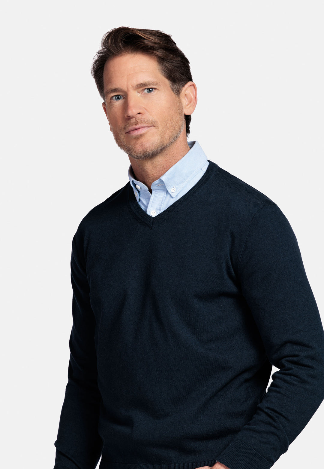 Basic V-neck Pullover - Dark Blue