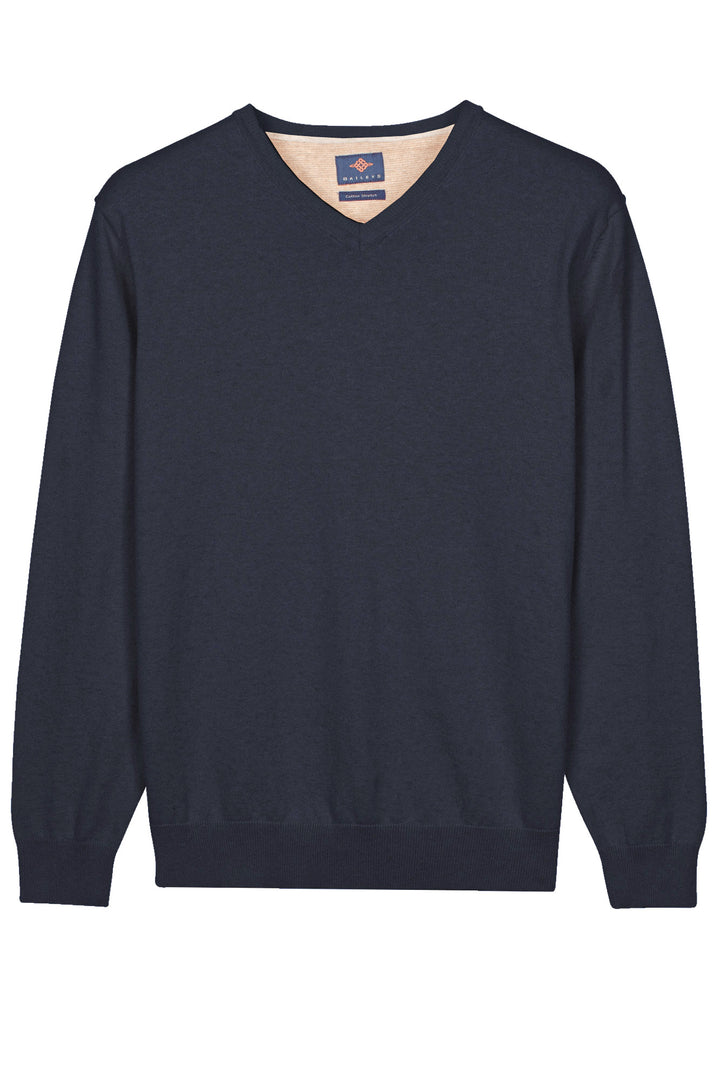 Basic V-neck Pullover - Denim Blue