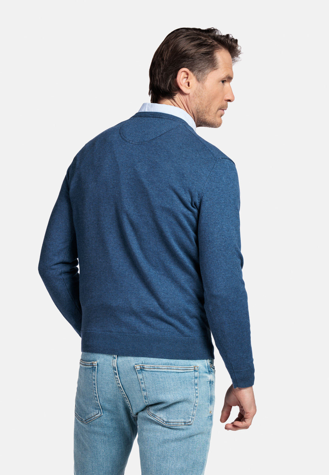 Basic V-neck Pullover - Denim Blue