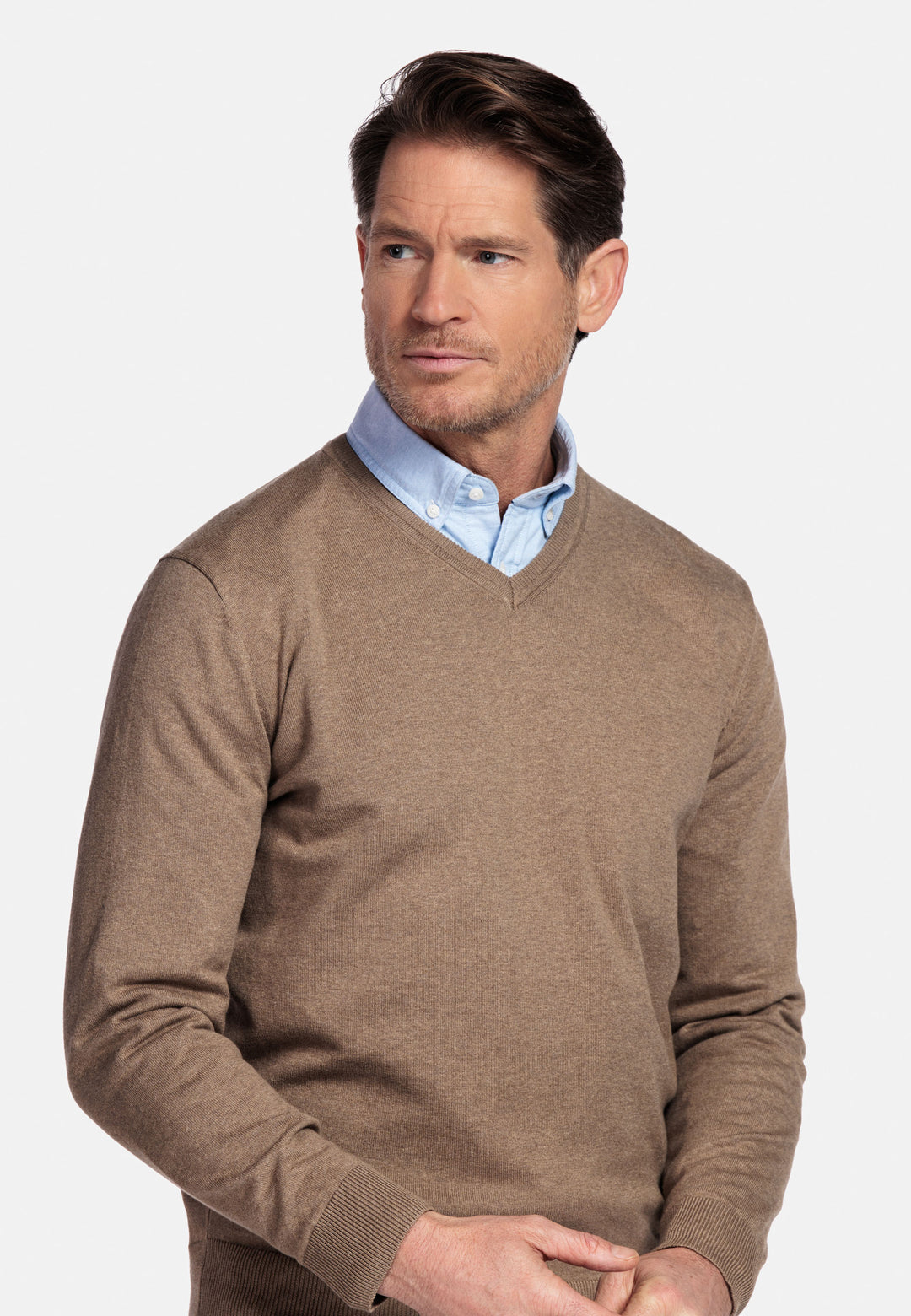 Basic V-neck Pullover - Taupe
