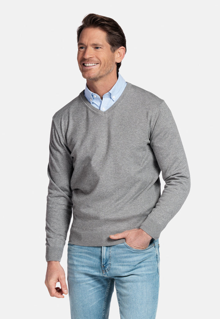 Basic V-neck Pullover - Grey