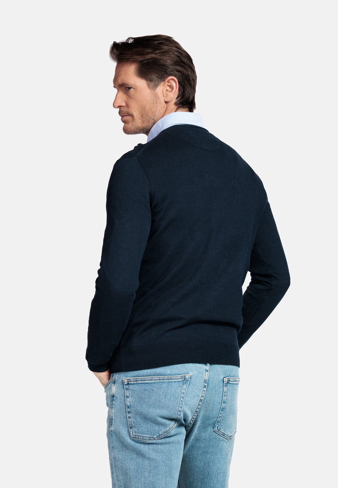 Basic Ronde Hals Pullover - Donkerblauw