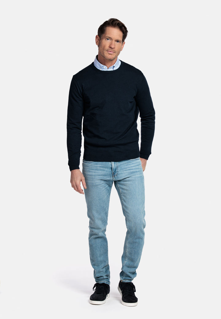 Basic Ronde Hals Pullover - Donkerblauw