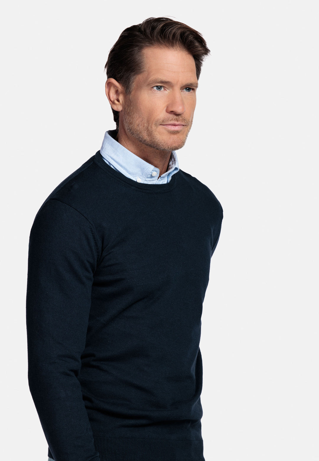Basic Ronde Hals Pullover - Donkerblauw