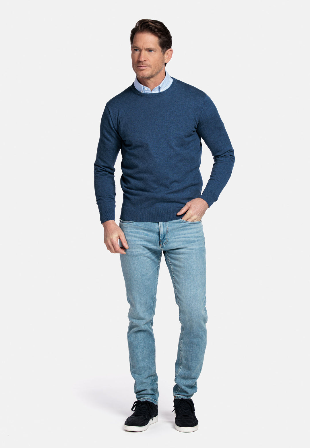 Basic Crewneck Pullover - Denim Blue
