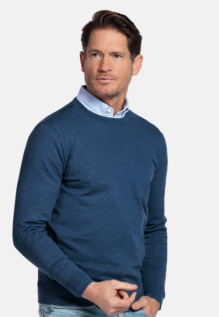 Basic Crewneck Pullover - Denim Blue