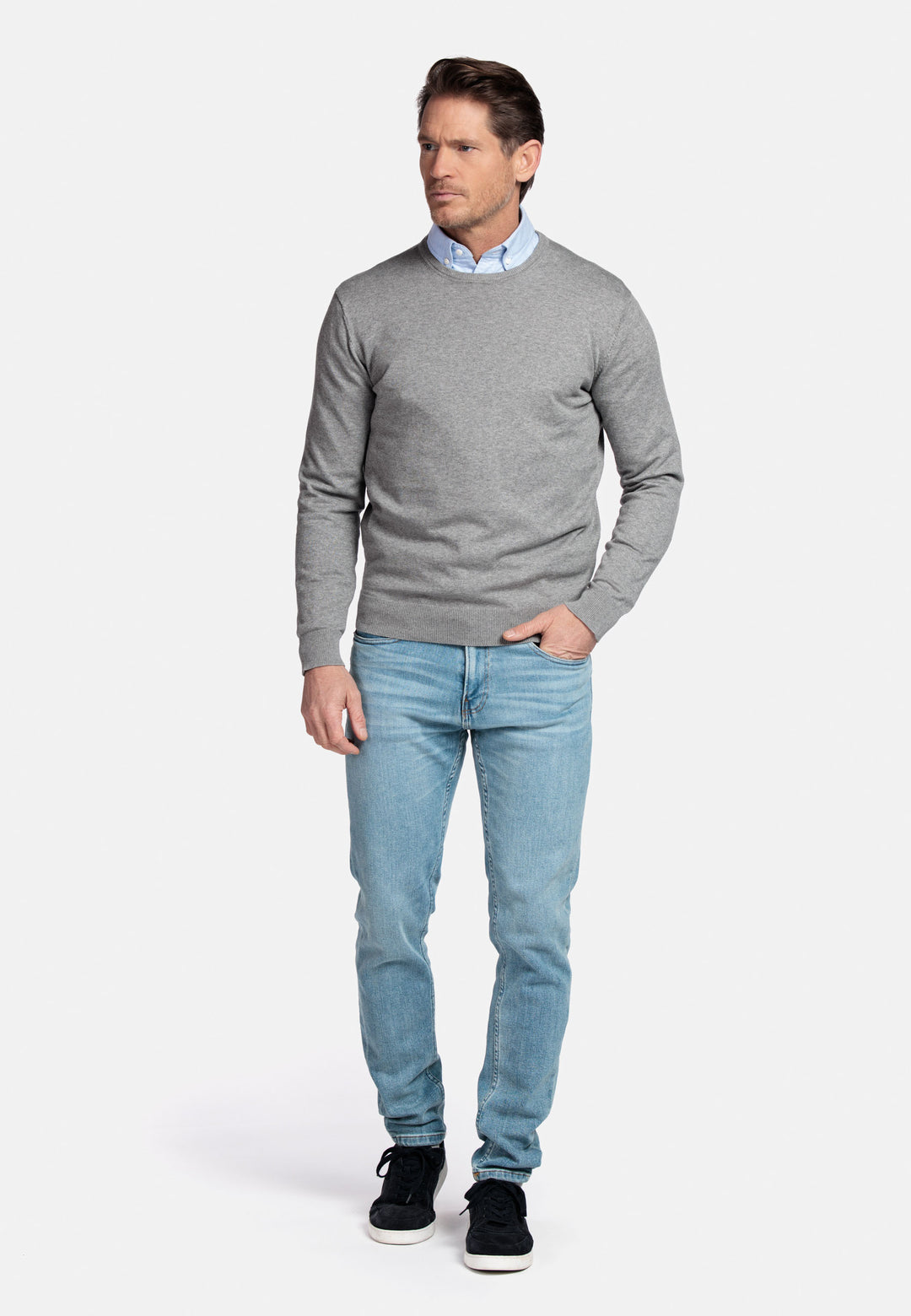 Basic Ronde Hals Pullover - Grijs