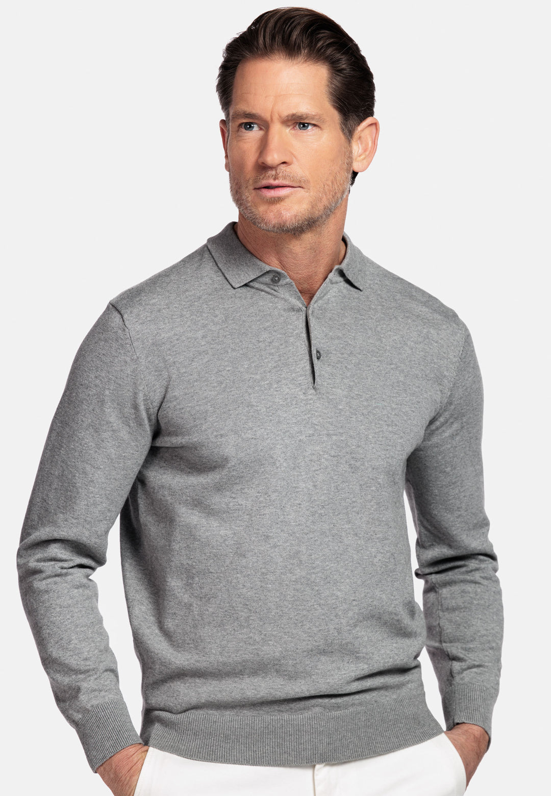 Basic Polo Pullover - Grijs