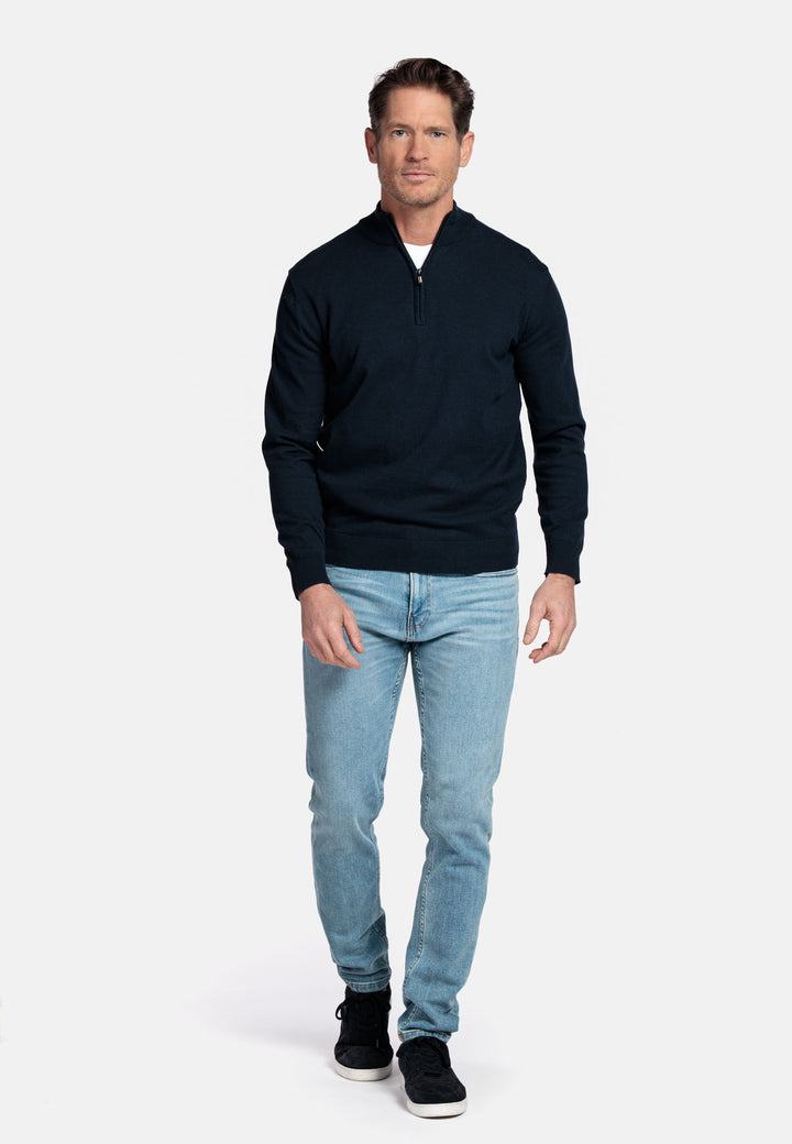 Basic Half-Zip Pullover - Dark Blue