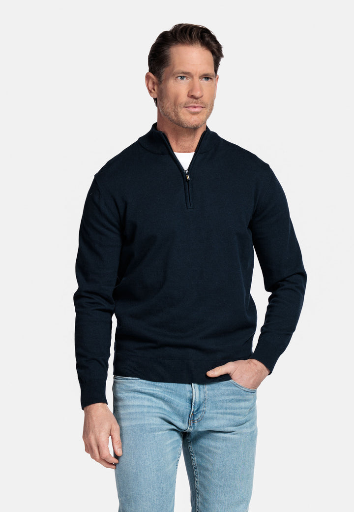 Basic Half-Zip Pullover - Dark Blue