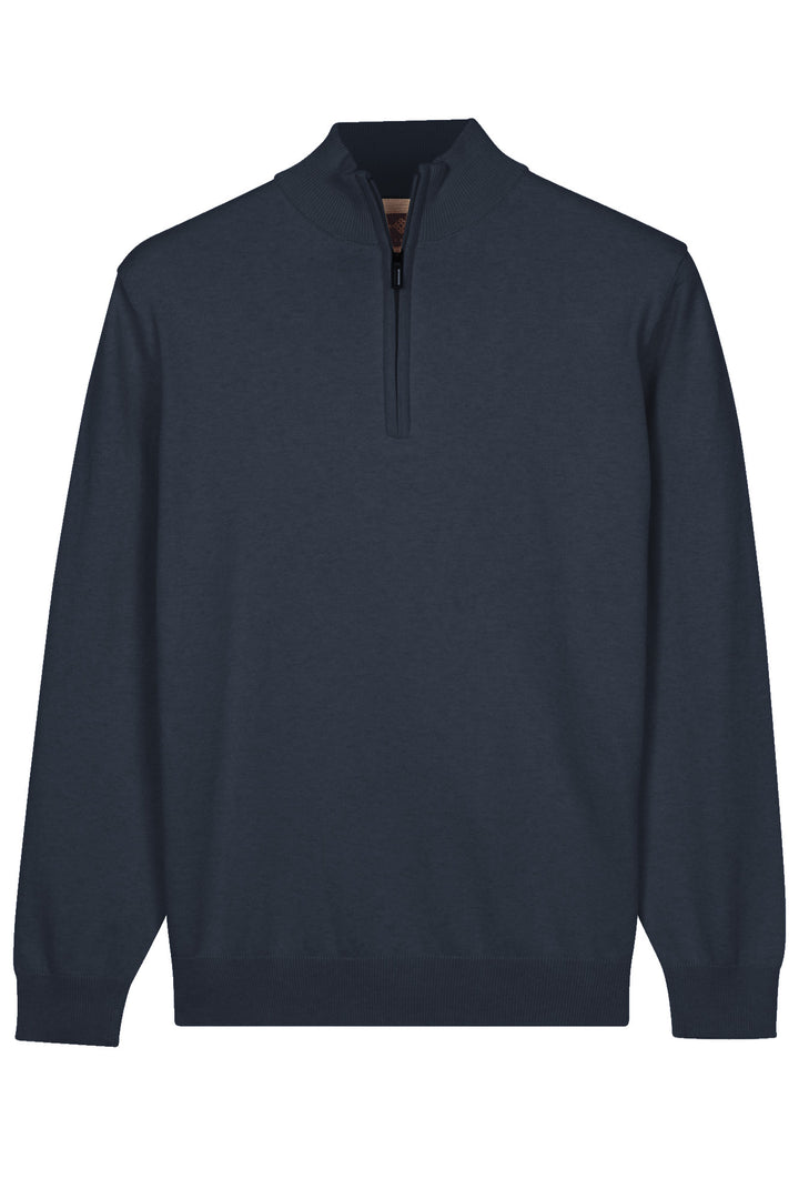 Basic Half-Zip Pullover - Denim Blue