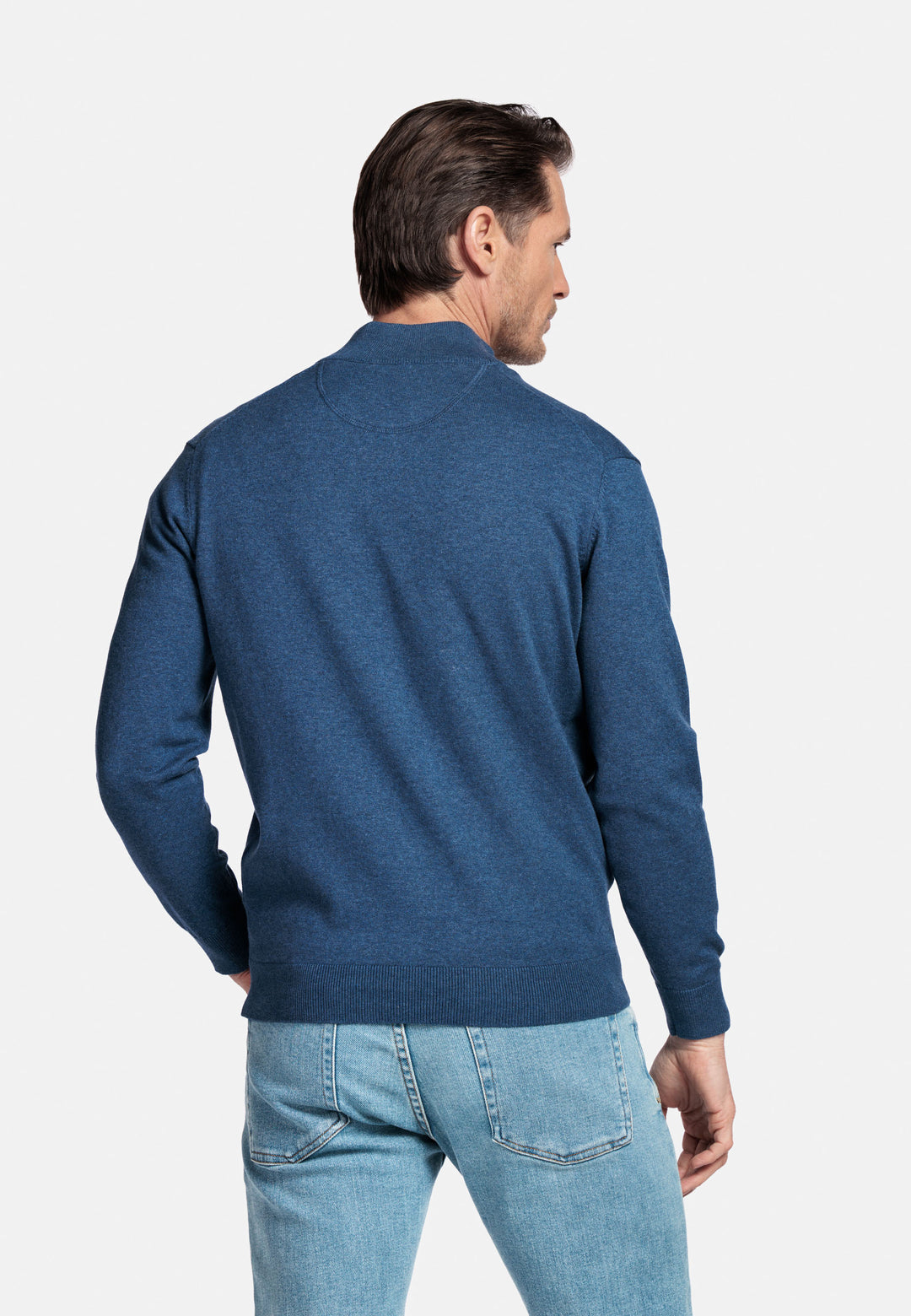 Basic Half-Zip Pullover - Denim Blue