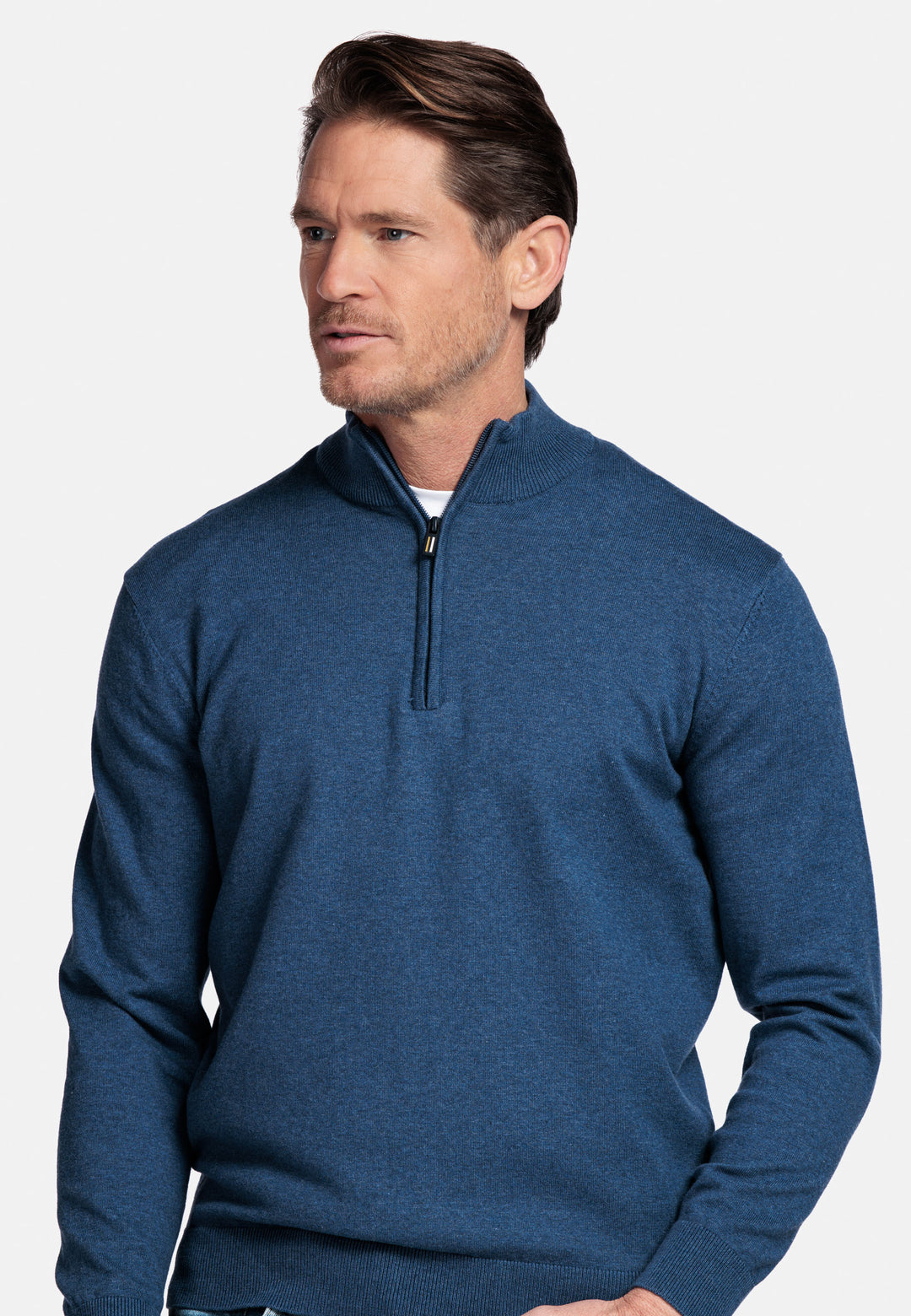Basic Half-Zip Pullover - Denim Blue